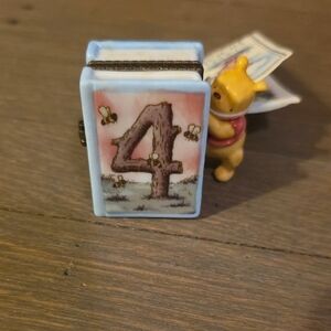 Disney :Winnie the Pooh Porcelain Frame Tinket Book Bday "I Shall Love To Be 4"